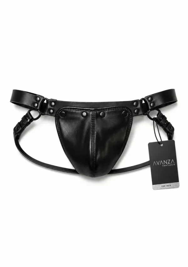 AVANZA VANTAGE 8 Core Harness Jockstrap czarny PU Leather MÄ™ski