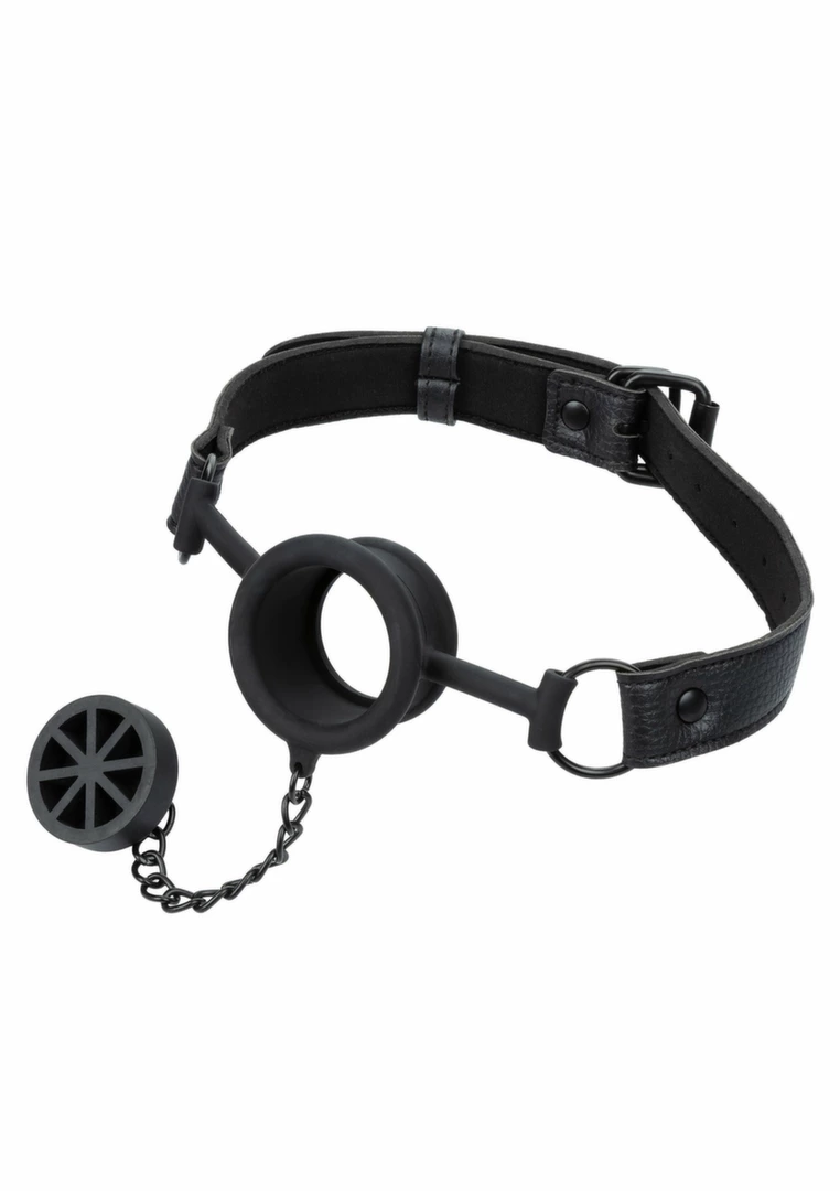 CalExotics Stopper Gag silikonowy z regulowanym paskiem czarny