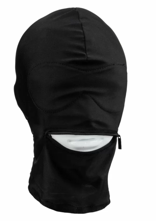 Fetish Hood maska sensoryczna z zasÅ‚onÄ… oczu i zamkiem na usta czarna