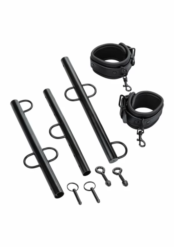 CalExotics Spreader Bar with Cuffs regulowany system rozporowy z kajdankami