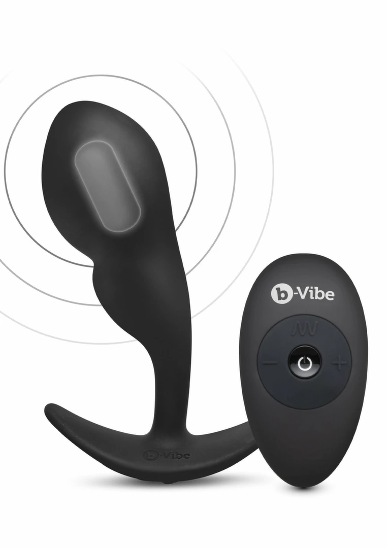 b-Vibe P-Spot SnugPlug Medium Weighted Silicone Plug with Remote