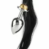 Mr. Steel Black Hair Pony Tail Rosebud Stainless Steel Plug - Anelma Mr. Steel Black Hair Pony Tail Rosebud Stainless Steel Plug