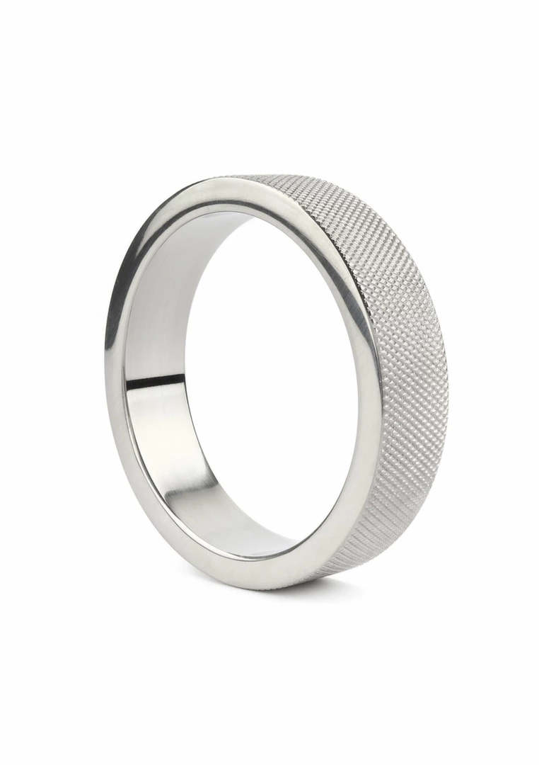 Mr. Steel CrissCross C-Ring 55mm Stainless Steel Textured Band - Anelma sextoys