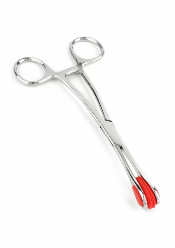 Mr. Steel Tongue Forceps Luxe stal nierdzewna z blokadÄ… i gumowymi koÅ„cowkami