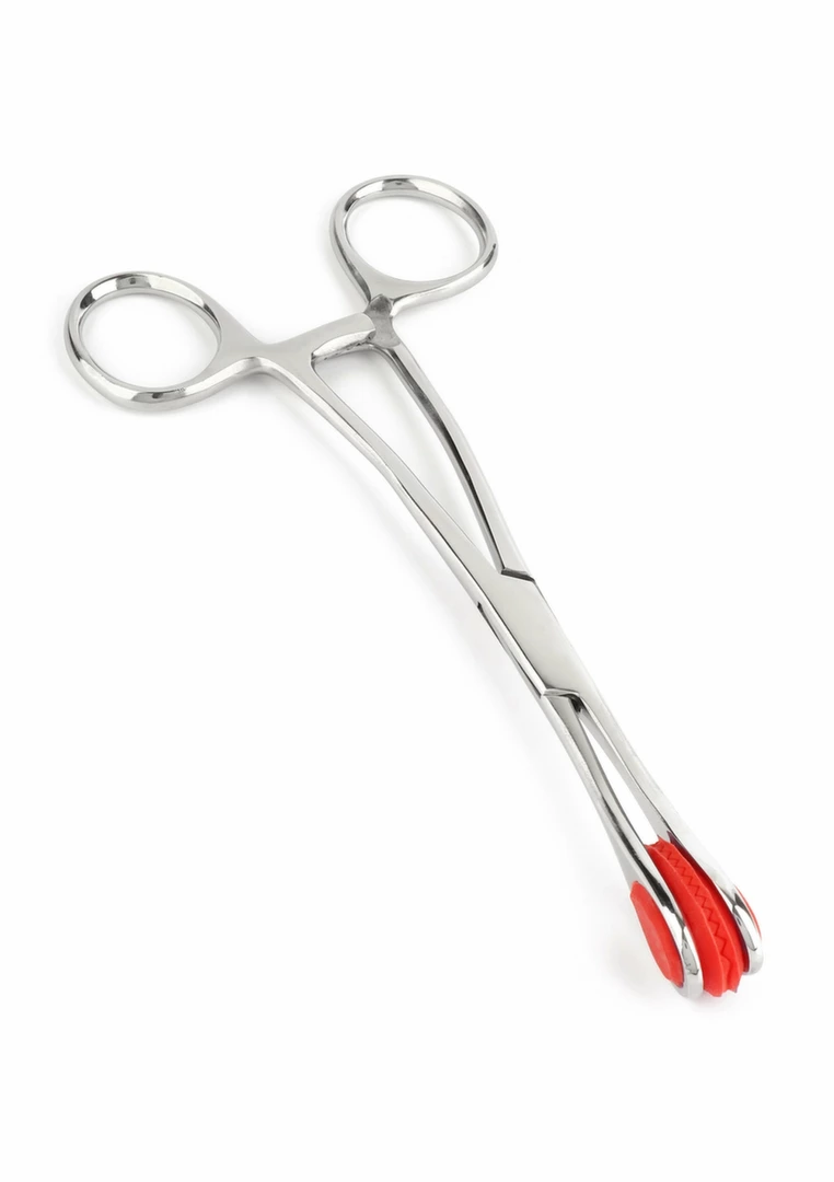 Mr. Steel Tongue Forceps Luxe stal nierdzewna z blokadÄ… i gumowymi koÅ„cowkami