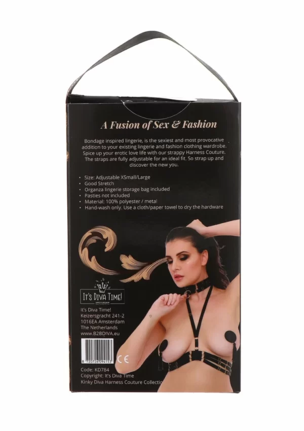 Halter Harness Plus O-Ring Collar Satin Adjustable Black