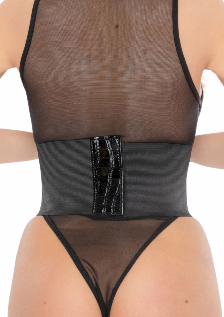 Croco Front Waist Cincher model z połyskiem - Anelma Croco Front Waist Cincher model z połyskiem