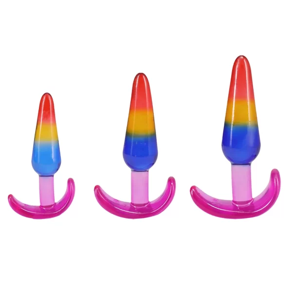 Doc Johnson Crystal Jellies Plug Set Rainbow - Gradual Training Kit S/M/L