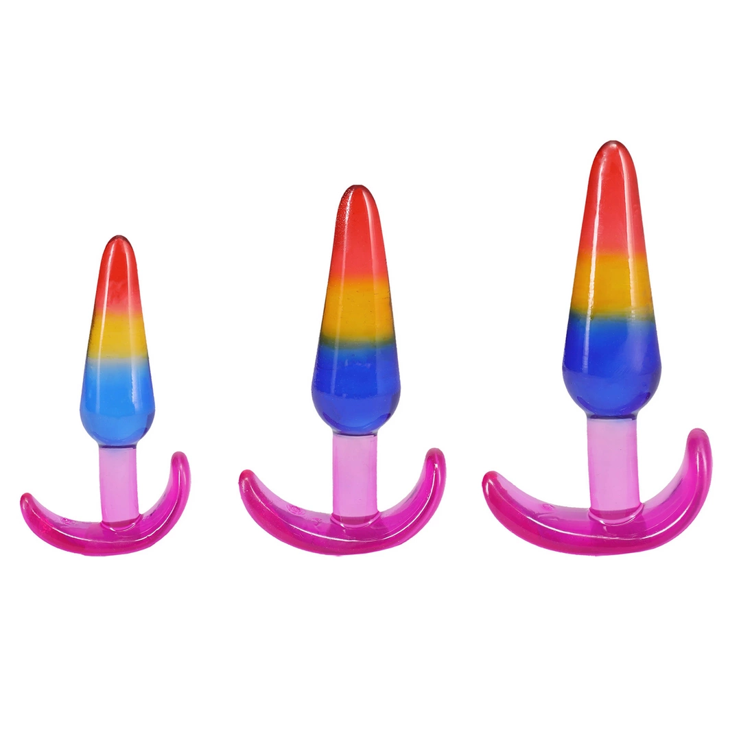 Doc Johnson Crystal Jellies Plug Set Rainbow - Gradual Training Kit S/M/L