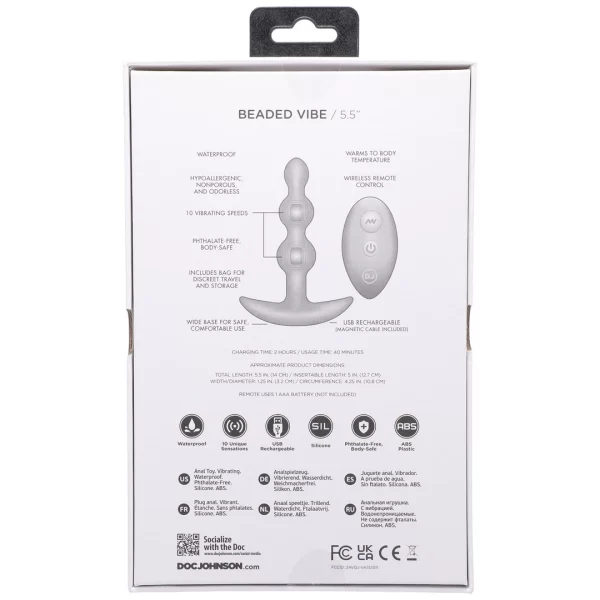 Doc Johnson A-Play Shaker Silicone Beaded Plug with Remote Control Black. Butt plug