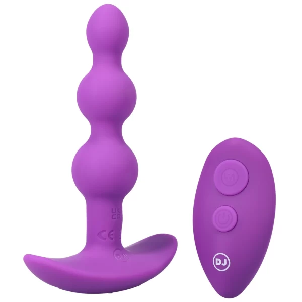 Doc Johnson A-Play Shaker Silicone Beaded Plug with Remote Control Black