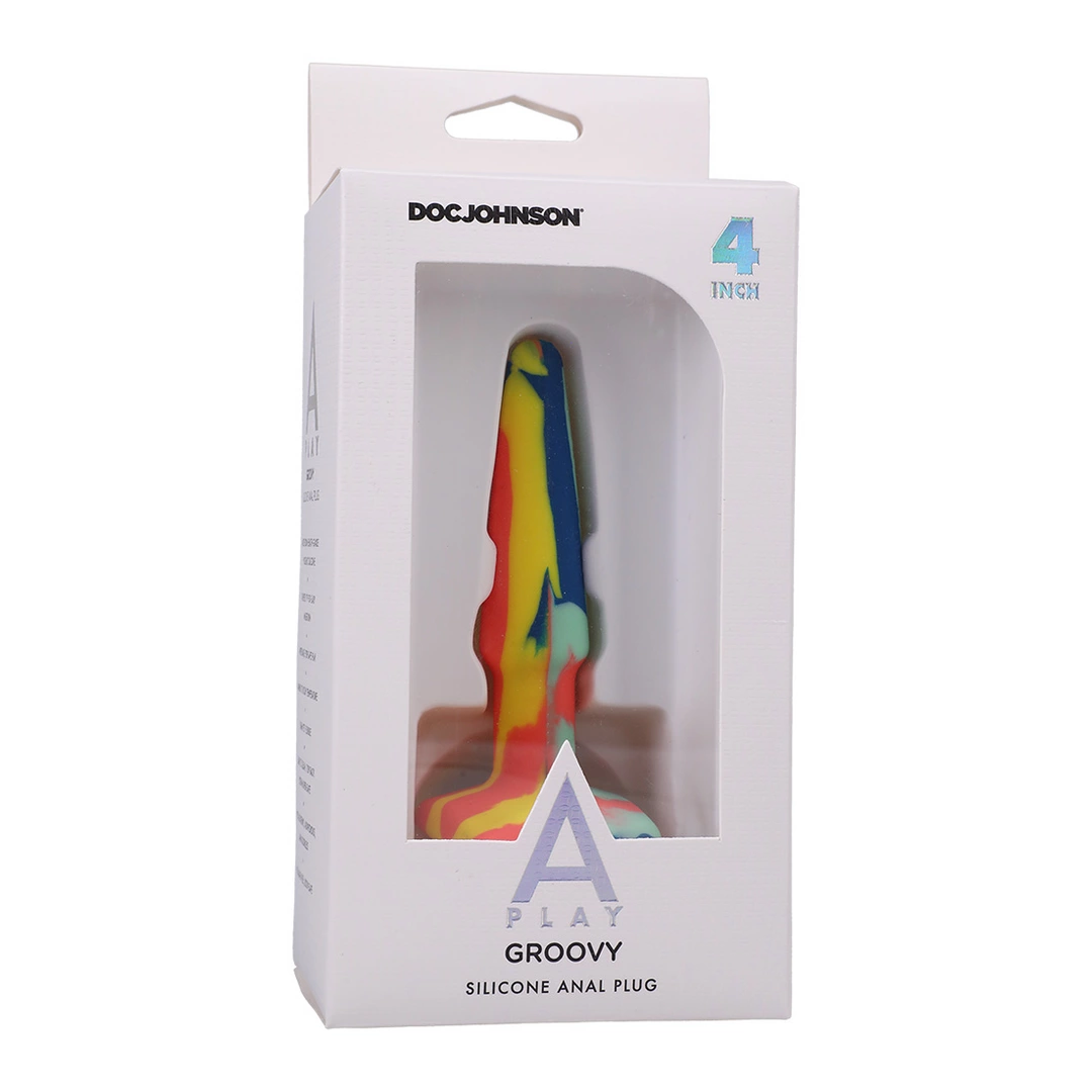 Doc Johnson A-Play Groovy korek silikonowy wielokolorowy 10 cm