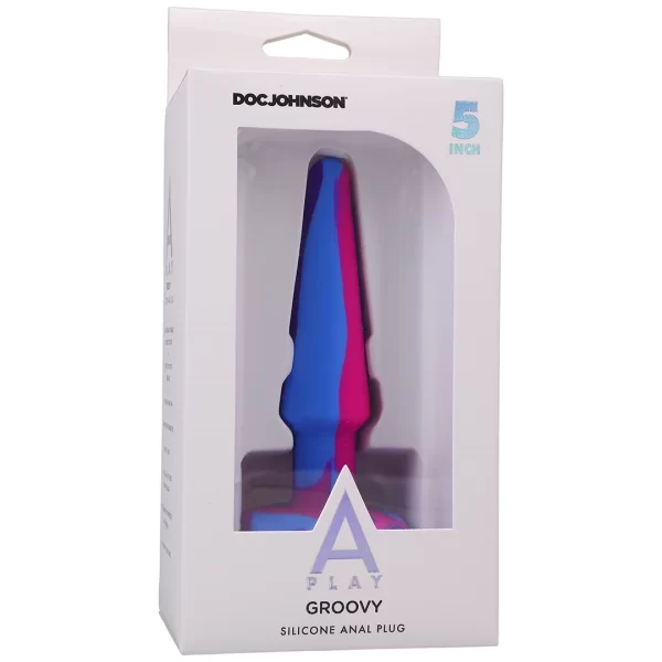 A-Play Groovy Silicone Anal Plug 12cm Multicolor by Doc Johnson. Butt plug. See functions