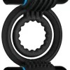 Doc Johnson Vibrating Double Intimate Ring Black - Dual Motor Silicone System - Anelma sextoys
