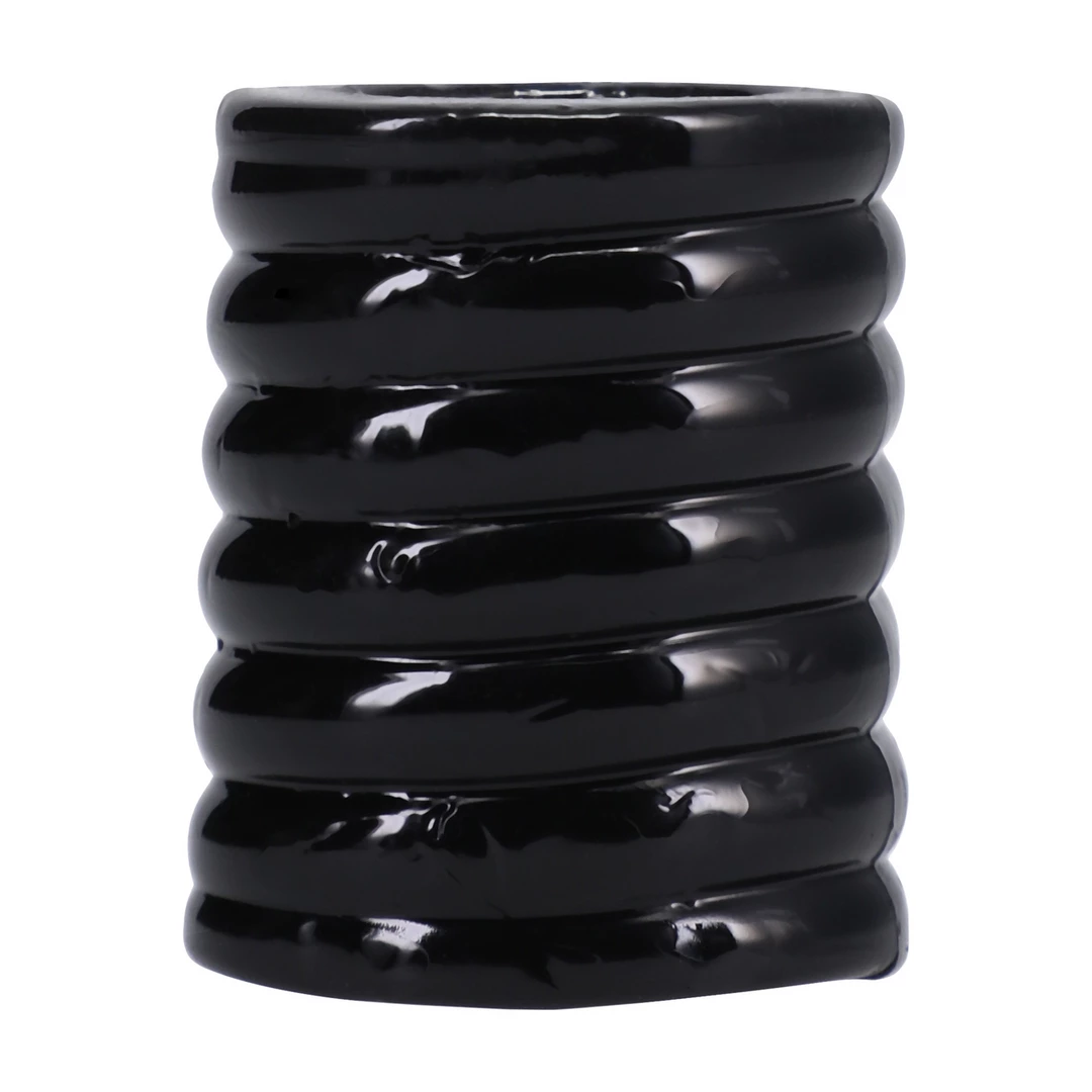 Rock Solid The Cage Elongated Intimate Ring TPE Ribbed Black - Anelma sextoys