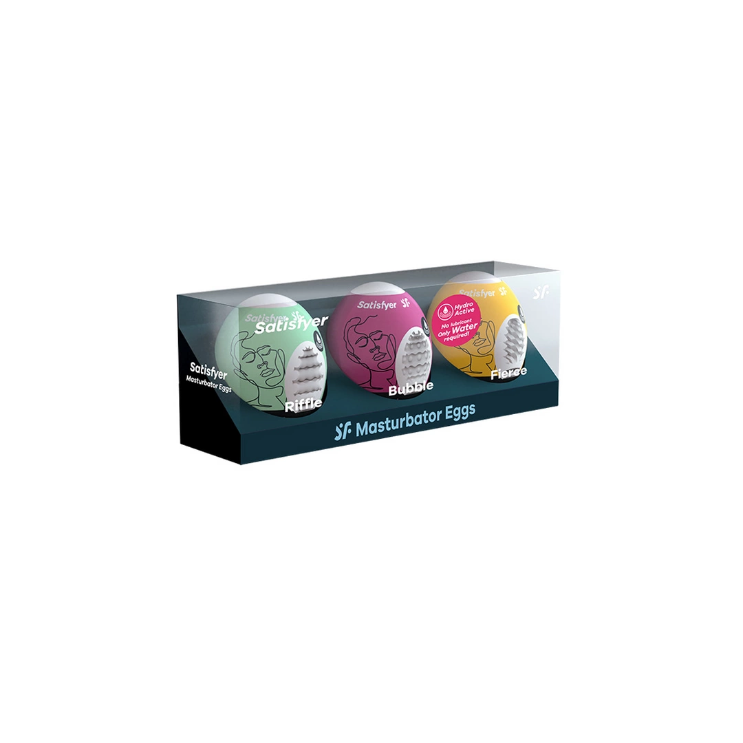 Satisfyer Egg Set Riffle Bubble Fierce is a automatic masturbator designed for comfortable use