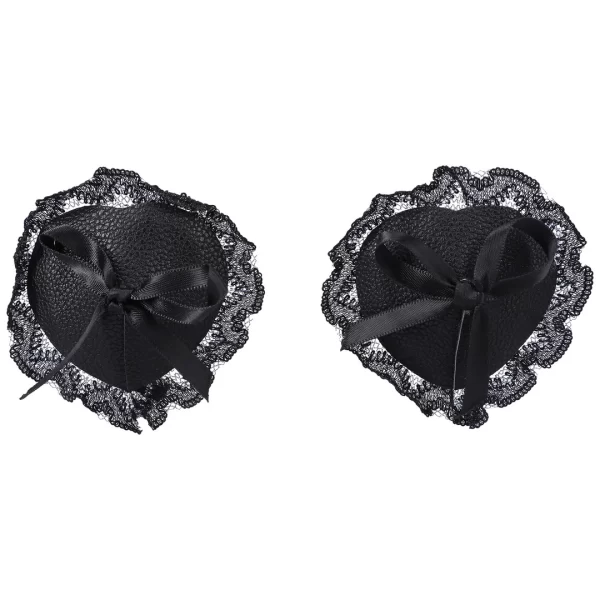 CalExotics Lace & Vegan Leather Nipple Covers - Black