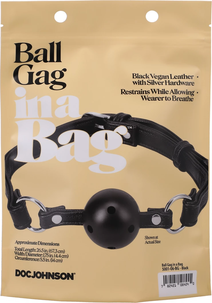 Doc Johnson Ball Gag Regulowany pasek oddychajÄ…ca kulka czarna