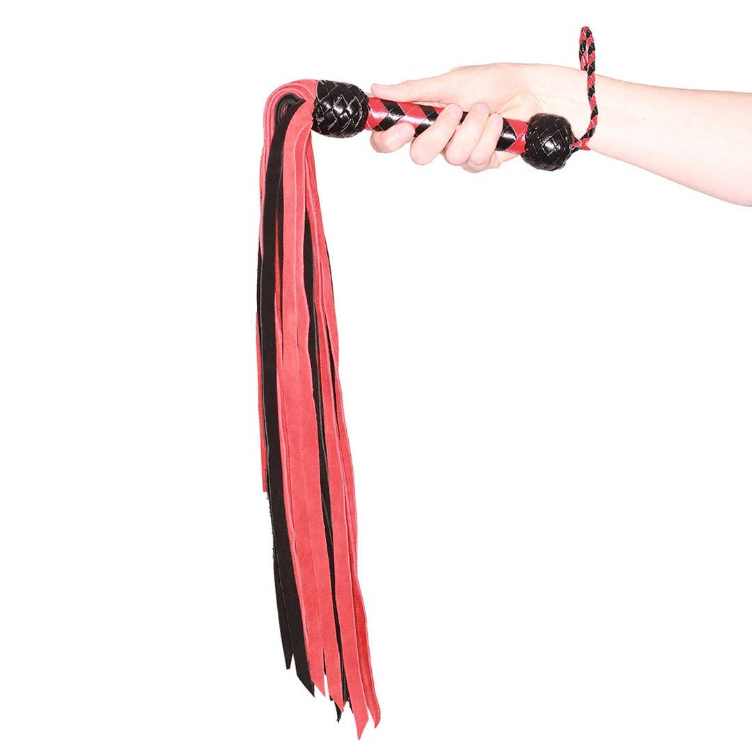 Prowler RED Flogger Black Red - Skorzany Model z PlecionÄ… RÄ…czkÄ… 84 cm