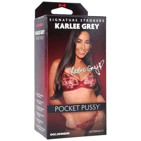 Doc Johnson Karlee Grey ULTRASKYN Pocket Stroker Anatomical Model combines an ergonomic design for comfortable