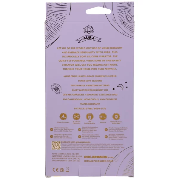 CalExotics Aura Rechargeable Silicone Rabbit Vibrator Lilac - Anelma Doc Johnson Aura – Podwójne (króliczki)