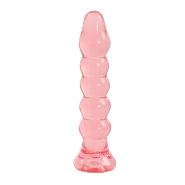 Doc Johnson Crystal Jellies Ribbed Plug 5" Clear - Flexible Design
