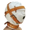 Strict Leather Sensory Isolation Hood White-Tan Adjustable