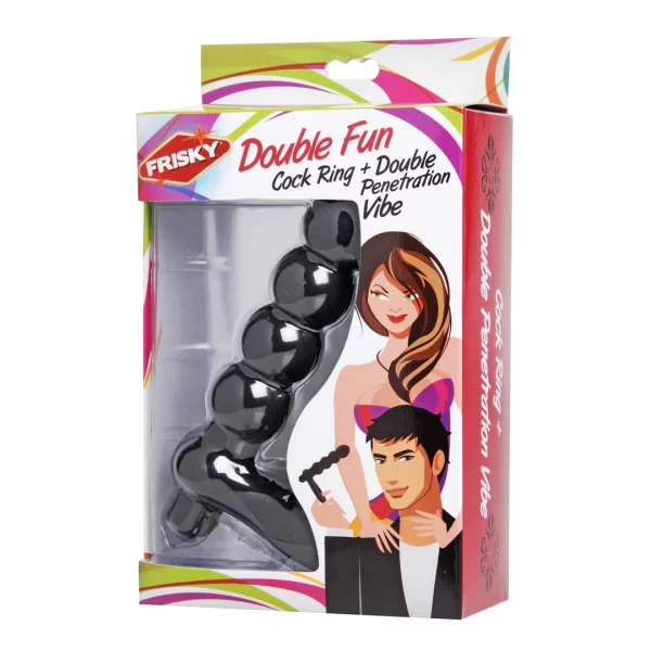 XR Brands Double Fun - silikonowy pierÅ›cieÅ„ z wibrujÄ…cÄ… koÅ„cowkÄ…