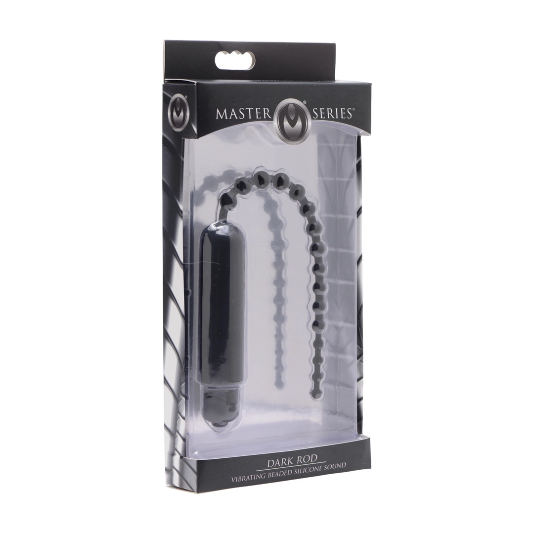 XR Brands Dark Rod Black Vibrating Beaded Silicone Urethral