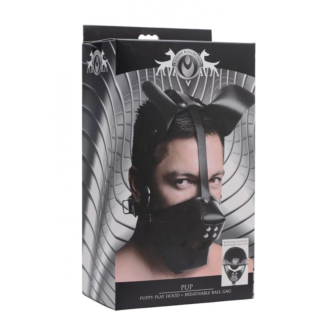 XR Brands Pup Puppy Play Mask with Breathable Removable Ball