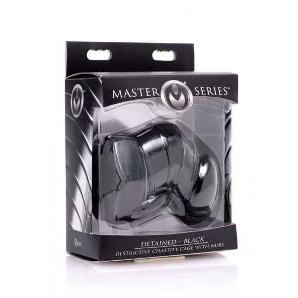 XR Brands Detained Black Chastity System with Studs