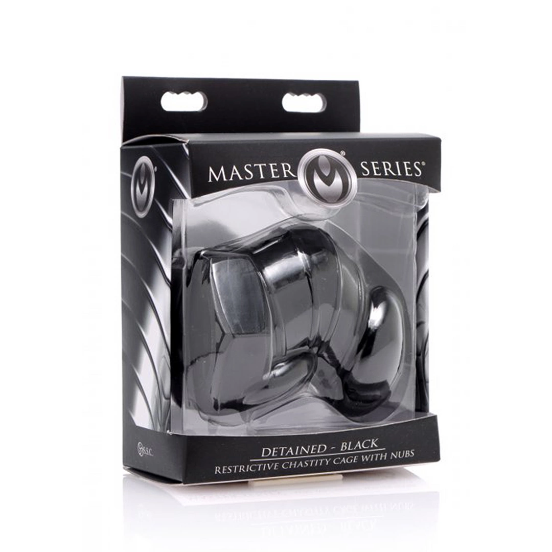 XR Brands Detained Black Chastity System with Studs
