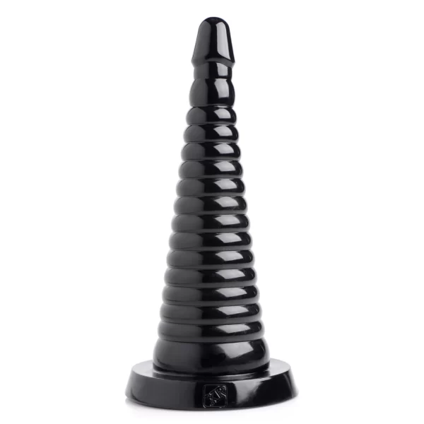 XR Brands Master Series Ribbed Intimate Cone Black 28.5cm Large Size