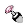 Booty Sparks Pink Gem Aluminum Plug Small - Heart-Shaped Jewel Base