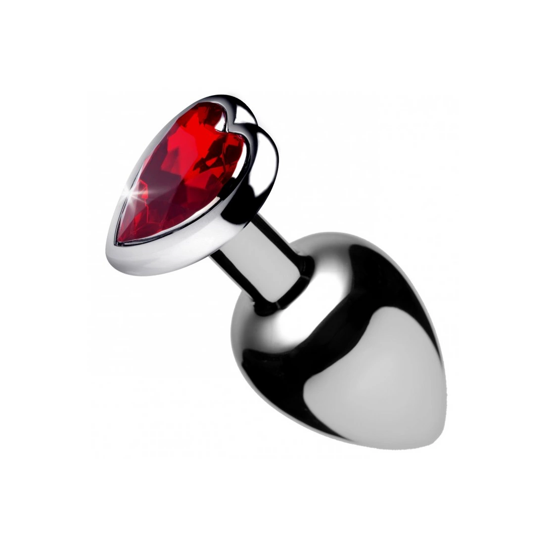 Booty Sparks Medium Aluminum Plug with Red Heart-Shaped Gem