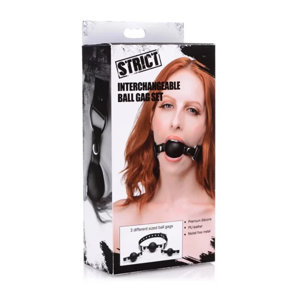 XR Brands Interchangeable Silicone Ball Gag Set Adjustable