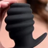 XR Brands HIVE Large Silicone Ribbed Hollow Plug - Anatomical Design. Butt plug. See functions