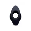 XR Brands HIVE Tunnel Plug Medium Silicone Ribbed Hollow Black. Butt plug. See functions