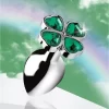 XR Brands Lucky Clover Gem Metal Intimate Plug Small Silver
