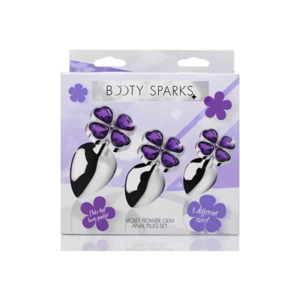 XR Brands Violet Flower zestaw anatomicznych korkow aluminiowych 3 szt.