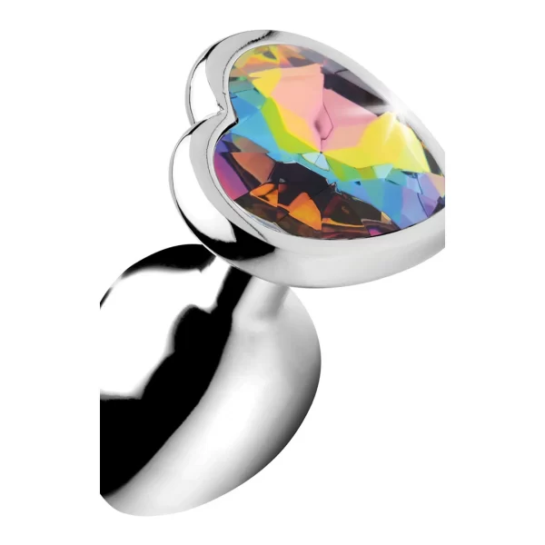 Rainbow Prism Heart Gem Aluminium Plug Small - Nickel-Free