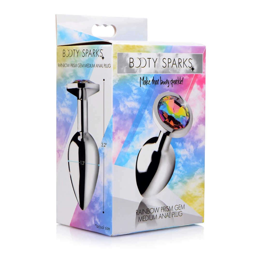 XR Brands Korek analny Rainbow Prism Gem Å›redni aluminiowy z krysztaÅ‚em