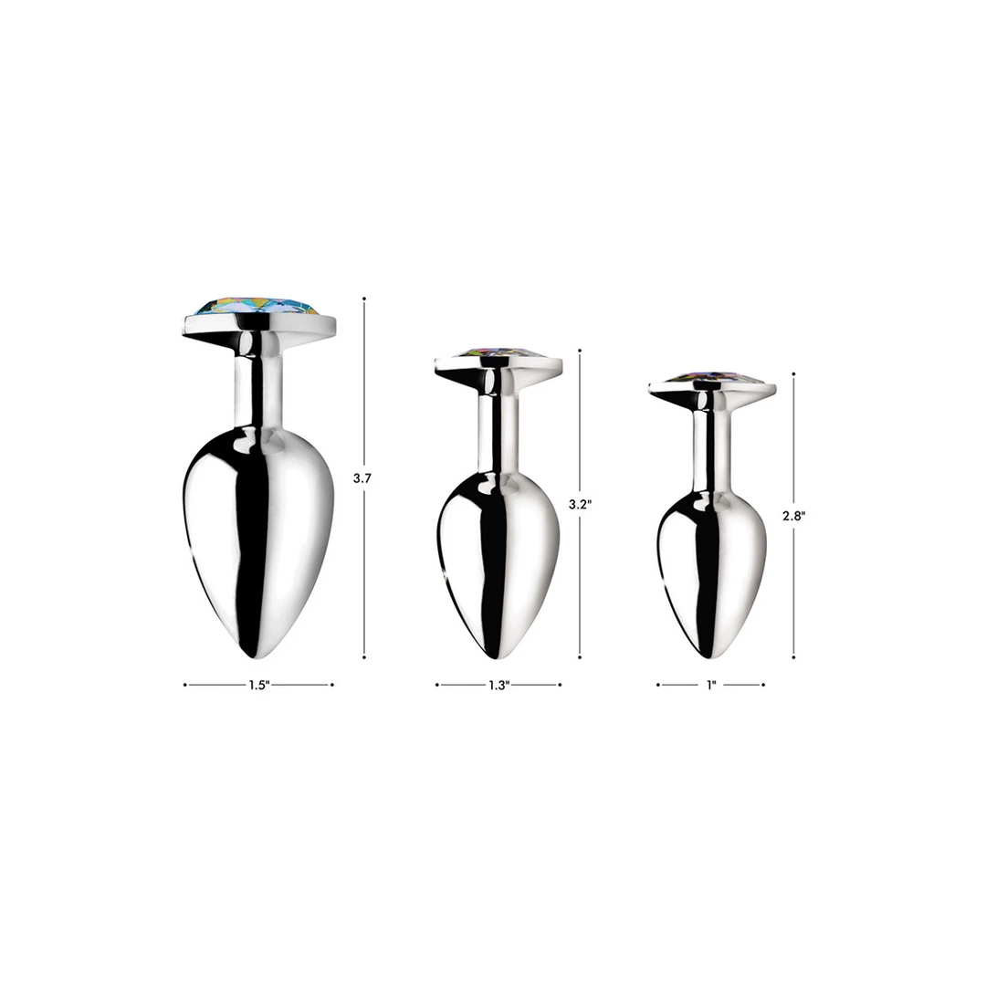 XR Brands Rainbow Prism Aluminum Plug Medium with Multicolor Gem. Butt plug. See functions