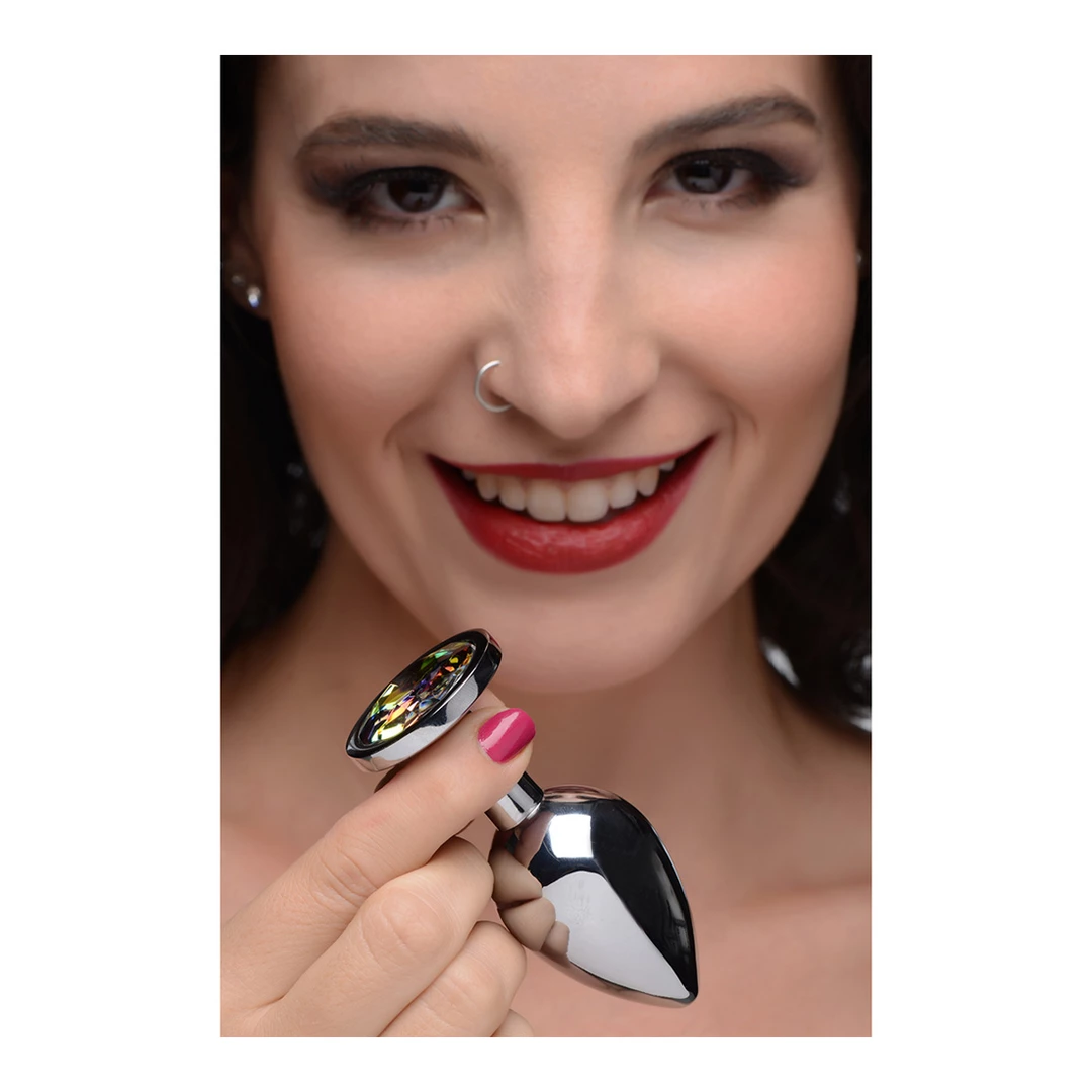 XR Brands Rainbow Prism Aluminum Plug Medium with Multicolor