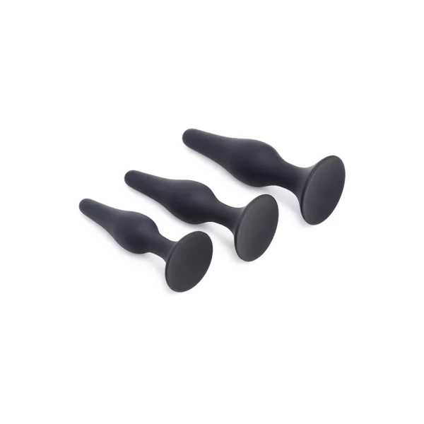 XR Brands Triple Spire Silicone Training Set 3-Piece Black Tapered Design