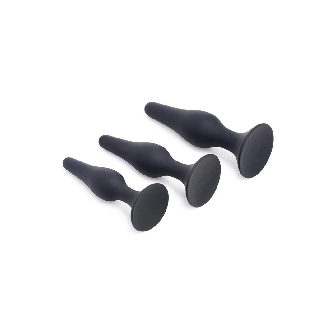 XR Brands Triple Spire Silicone Training Set 3-Piece Black Tapered Design
