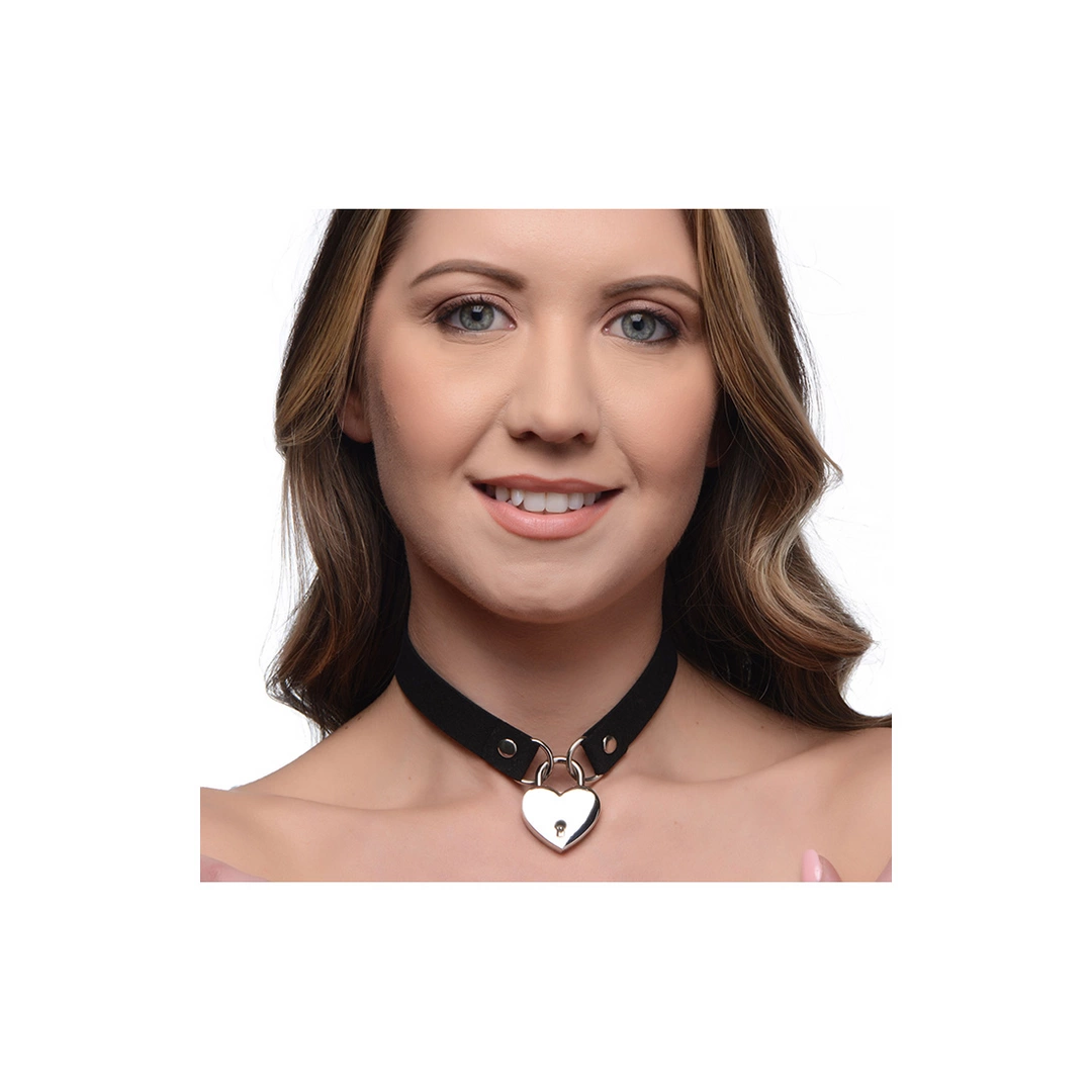 XR Brands Choker Locking Heart z zamkiem serce - Anelma XR Brands Choker Locking Heart z zamkiem serce