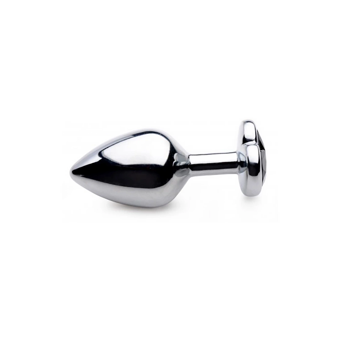 Black Heart Medium Anal Plug Aluminum Alloy Weighted Design