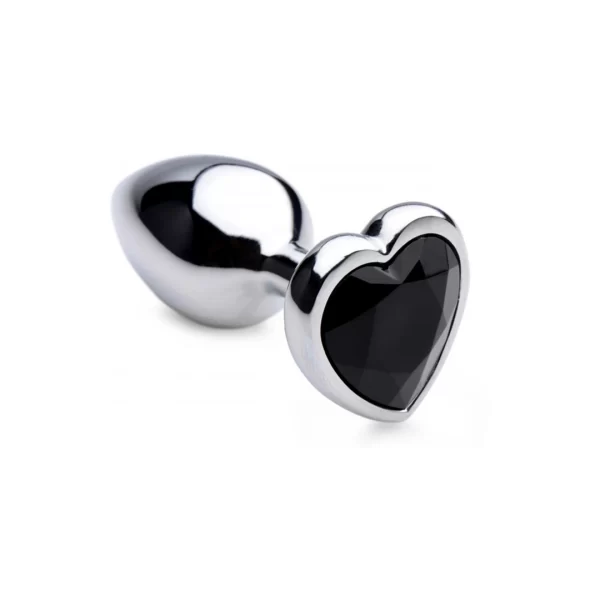 Black Heart Aluminum Intimate Plug Small - Lightweight