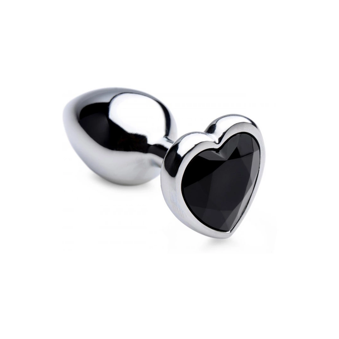 Black Heart Aluminum Intimate Plug Small - Lightweight